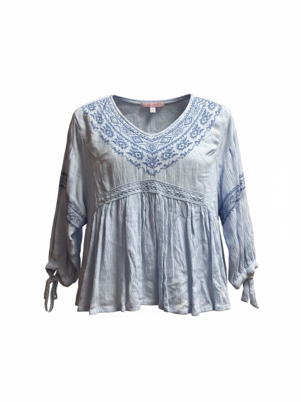 Justice Light Blue Embroidered V-Neck Tunic